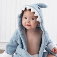 Organic bamboo fiber Shark Baby Gown Wrap Hooded bath robe