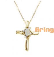 Solid 9k 14k 18k Gold Opal Pendant Cross Diamond Pendant Wholesale Jewelry