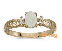 Solid 18k 9k 14k Gold Ring Oval Opal Ring Diamond Ring Wholesale Jewelry