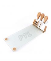 Magnetic cheese set with long glass cutting board(4 pieces) 