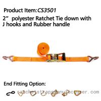 CS3501 2&amp;quot; polyester Ratchet Tie down with J hooks and rubber handle