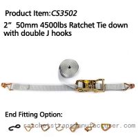 CS3502 2&quot; 50mm 4500lbs ratchet tie down with double J hooks