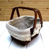 Shopping basket with double handles and cloth liner