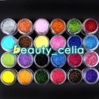 24 Color Jumbo Metal Shiny Fine Glitter Nail Art Kit Acrylic UV Powder Tips Kit