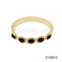 High polished fashion bangles with fake ruby