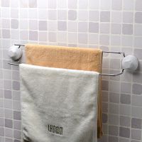 Double pole towel bar with suction cup