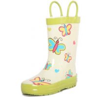 Kids Butterfly Rain Boots, White And