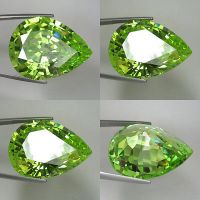 Machine Cut CZ Stone Apple Green Pear Cubic Zirconia