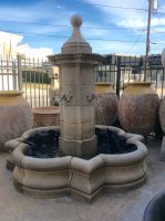 ELEGANT QUARTREFOIL LIMESTONE FOUNTAIN