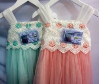 Fancy Girls Toddler Clothes Beautiful Appliqued Lace Spaghetti Strap Party Dresses 