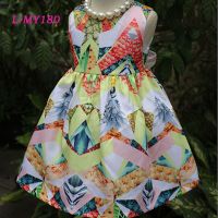 Latest dress designs chiffon floral dress stitching designs fancy A line long frog dress