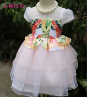 Fashion short sleeve girls long frock design tutu little bride dress