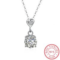 fashion design zircon stone pendant S925 sterling silver women diamond jewelry necklace