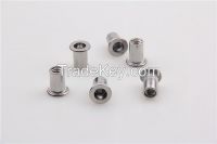 China manufacture Stainless steel flat head knurled rivet nut