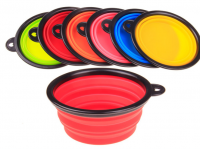 Collapsible silicone disc pet bowl dog bowl feeder portable 