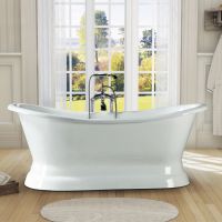 cast iron bathtub on plinth