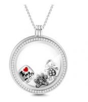 Soufeel Floating Locket with hand-finished sterling silver elements: enamel, silver and crystal