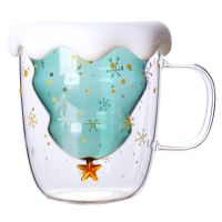 Christmas Tree Double Wall Glass Cup
