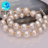 genuine baroque pearls large size 13-15mm natural white irregular pearl necklace