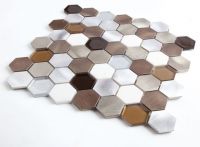 Aluminium mix marble & glass mosaic tile