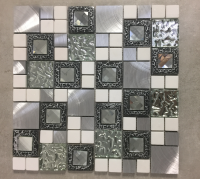 marble mix aluminium & crystal mosaic tile