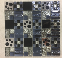 Glass mix stainless steel mosaic tile