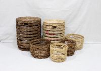 Handmade Water Hyacinth Laundry Basket with Lid  Natural Woven Clothes Hamper-SD20401B-6MC