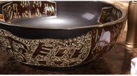 Jingdezhen Gucheng Hotel Modern Luxury Artistic Counter Bathroom Round Ceramic Vessel Sink Art Basin