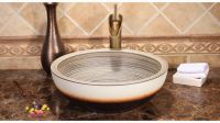 Jingdezhen Gucheng Handmade Above Counter Top Without Faucet Artistic Bathroom Round Ceramic Vessel Sink Art Basin