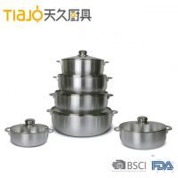 Aluminum polished caldero with glass lid