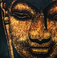 Large Buddha Painting (black/gold, Impasto brushstrokes) 