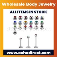 Wholesale Steel Labrets with Jewel Balls