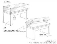 Table top case with five sided glass