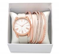 2018 New Elegant and Gorgeous Ladies Leather Band Watch Bracelet With 5 Bangle Gift Set Rose Gold For Women