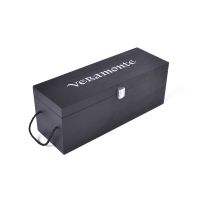 Black High Glossy Silver Logo wood gift box for wine