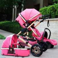 Baby Stroller 3 in 1 High Landscape Pram foldable pushchair reversible Bassinets Luxury Basket