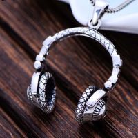 Mens Sterling Silver Necklace With Headphone