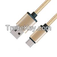 Popular Type Metal Case USB 2.0 A Male to USB 2.0 Type C Male Cable with Fabric braided