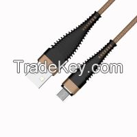 New Design and Hot selling USB to Micro USB Fabric Braided Cable with Metal Heads and Long tail