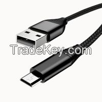 New Type Metal Case USB 2.0 A Male to Type C Male Cable with Fabric Braided