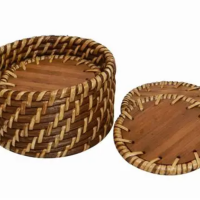 ECO COCONUT FIBER AND RATTAN COASTERS HANDMADE WHOLESALE