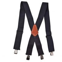 2 Inch Wide X-Back Suspender with Brown Middle Leather Patch