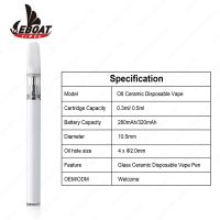 Custom logo Eboattimes O8 cbd oil cartridges vertical ceramic vape pen .5 ml disposable mini vape