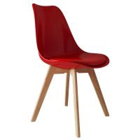 Modern Soft Seat Cushion PP Dining Chair With Wooden Legs