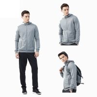 Fashion Mens 100% Polyester Blank Hooded Sweater Soild Color Jacket