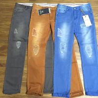 Mens cotton pants in fashion wash pigment dyed jeans 