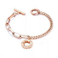 Titanium Steel Bracelet with Pendant Queen Head/ Heart/Four Leaf Clover