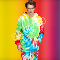 custom made Poly Cotton Tie dye hoodie short set