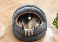 Private label PP cotton soft cat hut bed