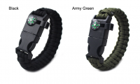 Popular Traveling Equipment Whistle Buckle Compass Bracelet , Wholesale Survival Colorful Hiking Bra